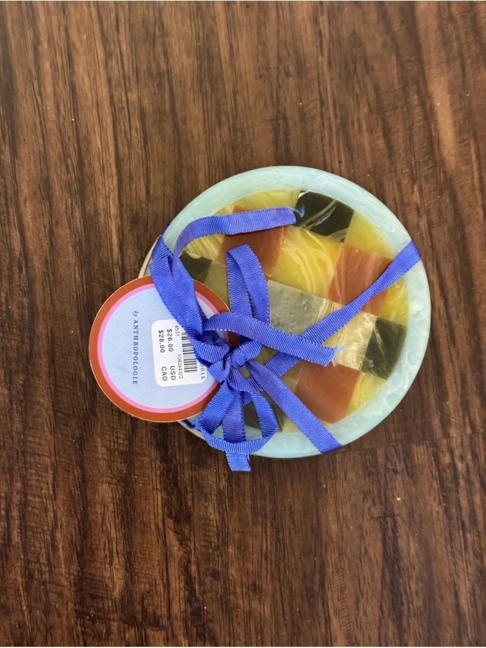 Anthropologie patterned Resin Coaster Set of two